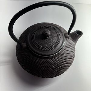 Tetsubin cast iron kettle, Japanese kyusu teapot, black hobnail